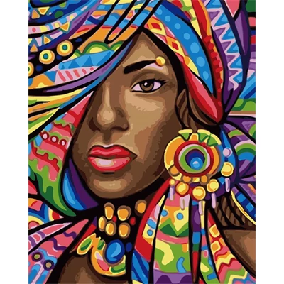 Színpompás kendőben (40x50 cm)