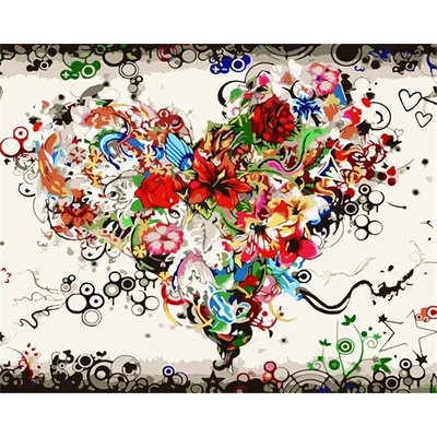 Virágszív - SZÁMFESTŐ (50x40 cm)