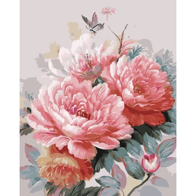 Szépséges bazsarózsák - KERETRE FESZÍTETT SZÁMFESTŐ (40x50 cm)