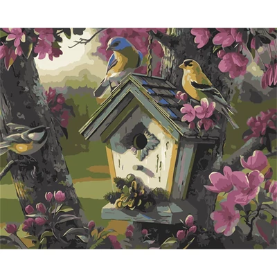 Madárkák tavasszal (50x40 cm)