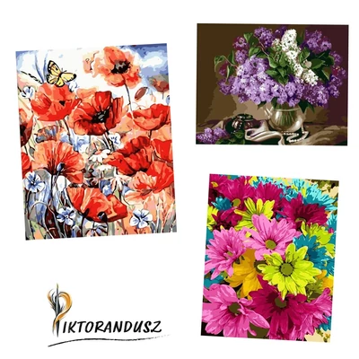 Nyári virágok 1. (3 festmény egy csomagban) INGYENES szállítással!
