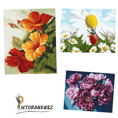 Nyári virágok 2. (3 festmény egy csomagban) INGYENES szállítással!