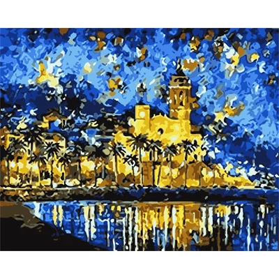 Fények a vízen /Afremov stílusában/ (50x40 cm)