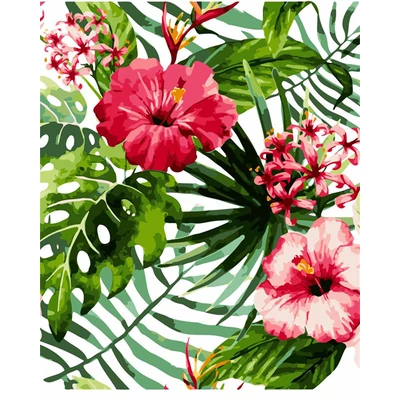 Trópusi virágok - SZÁMFESTŐ (40x50 cm)