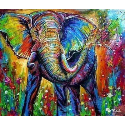 Színpompás elefánt - Gyémántkirakó (50x40 cm - 30 szín)