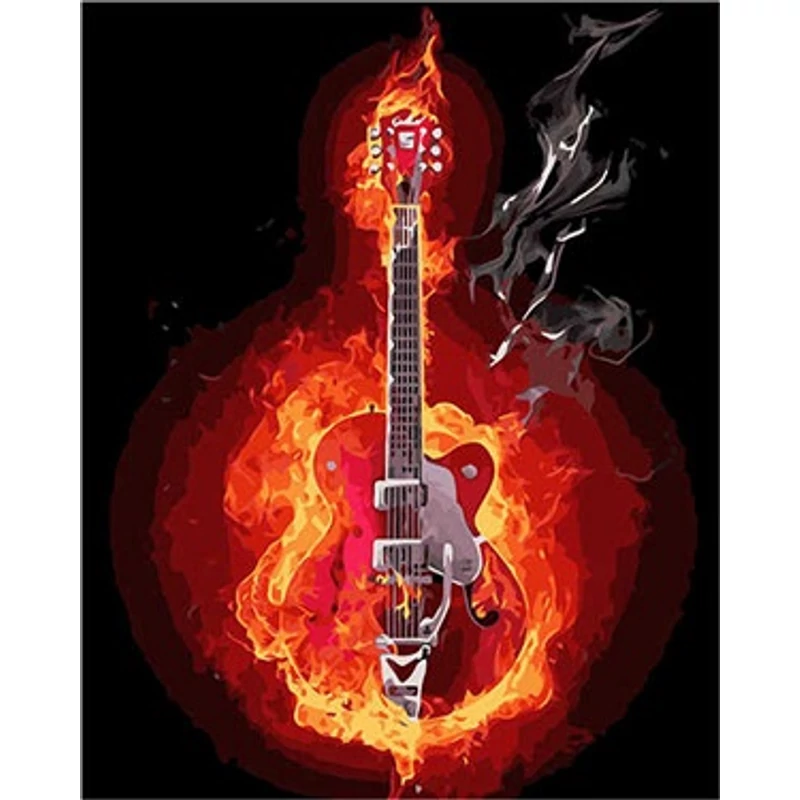 Guitar on fire (40x50 cm)