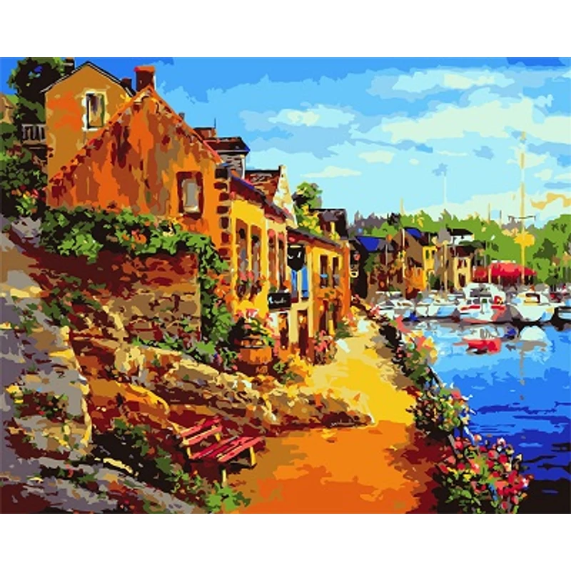 Tengerparti házak (50x40 cm)