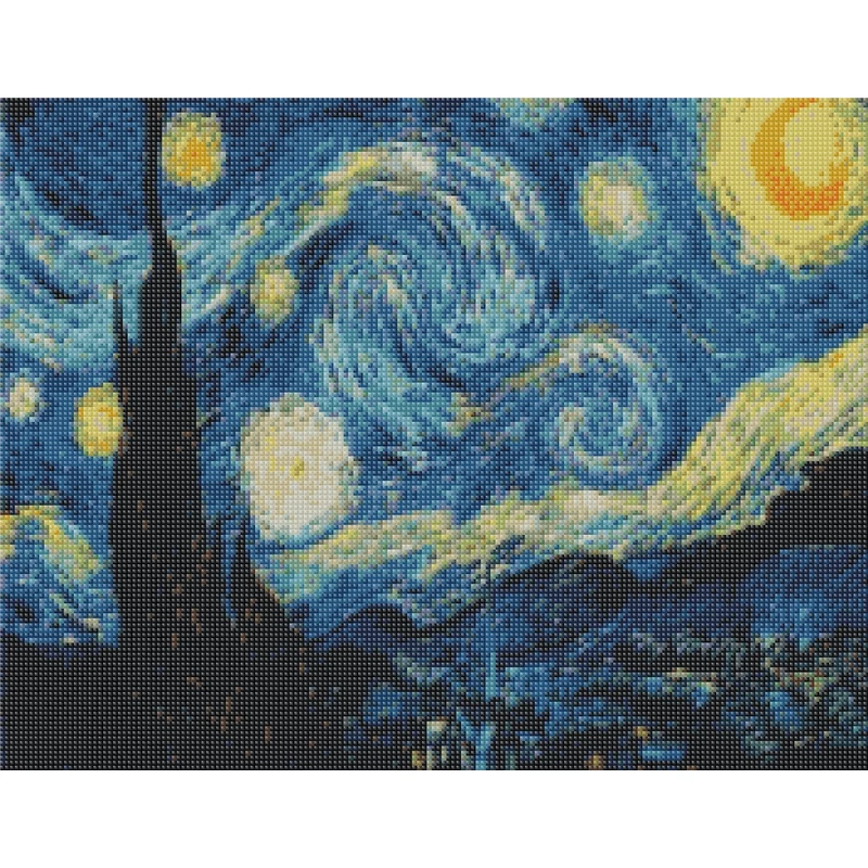 Csillagos éjszaka - Van Gogh - Gyémántkirakó (50x40 cm - 30 szín)